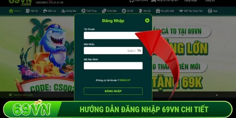 Hướng dẫn đăng nhập 69VN chi tiết