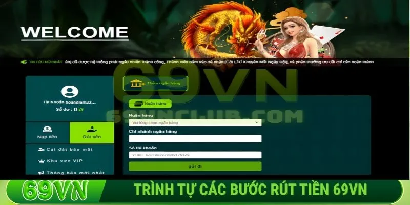 Trình tự các bước rút tiền 69VN